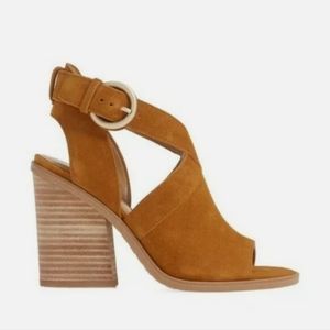NEW MARC FISHER LTD Vega  Block Heel Sandals Brown